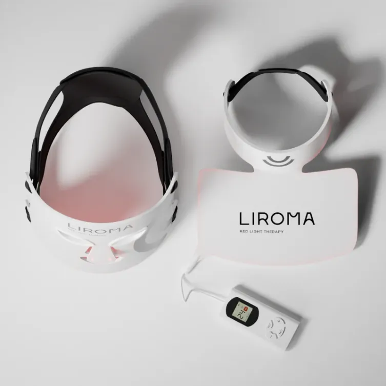 LIROMA® LED TERAPINĖ RAUDONOS ŠVIESOS IR ARTIMŲ INFRARAUDONŲJŲ SPINDULIŲ VEIDO, KAKLO IR DEKOLTĖ ZONOS KAUKĖ