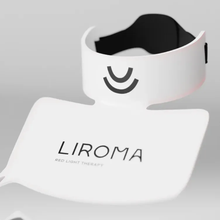 LIROMA® LED TERAPINĖ RAUDONOS ŠVIESOS IR ARTIMŲ INFRARAUDONŲJŲ SPINDULIŲ VEIDO, KAKLO IR DEKOLTĖ ZONOS KAUKĖ