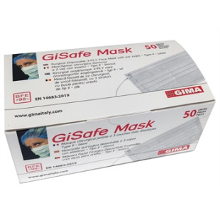 MEDICAL SURGICAL DISPOSABLE 3-LAYER FACE MASKS 50 PCS. GISAFE 98%