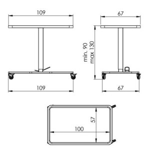Stainless steel table for instruments MAYO 1125