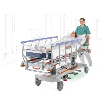 SELF-PROPELLED LAYING TRANSPORT TROLLEY VELA, Medical beds
