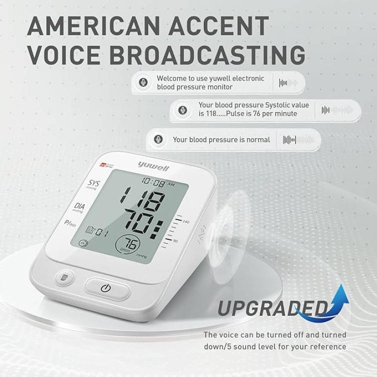 YUWELL UPPER ARM BLOOD PRESSURE MONITOR WITH VOICE FUNCTION, Upper arm blood pressure monitors